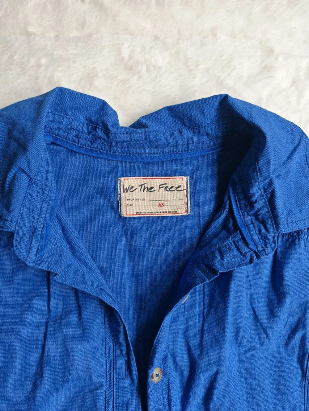 Free People We The Free Garden State Button Down Shirt XS Oversized Blue Cotton
